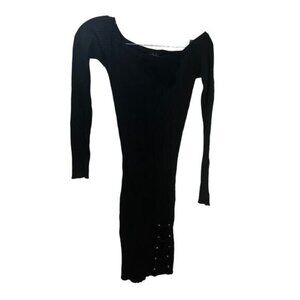 NWOT Black Ribbed Cut Out Long‎ Sleeve Mini Dress Small